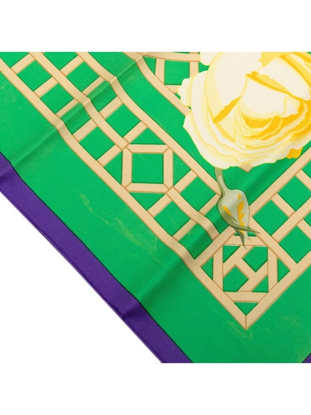 Hermes Carre 90 Roseraie Rose Garden Scarf Green Multicolor Silk - Picture 5 of 10